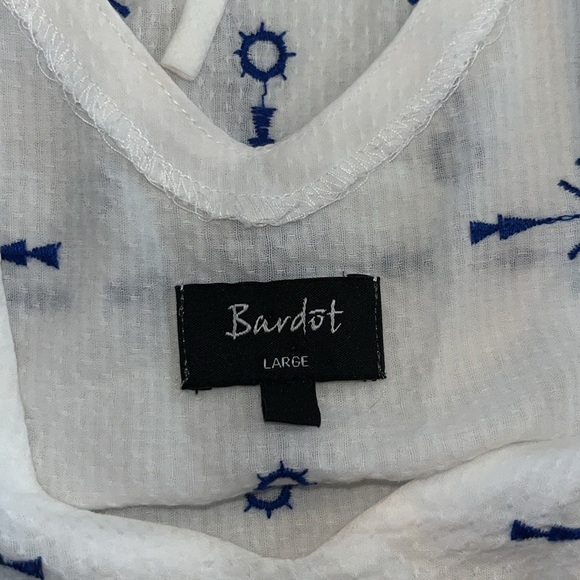 Bardot Royal and white boho top | size Large - Picture 6 of 7